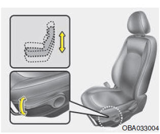 Hoogte afsteller zitplaats (voor zitplaats bestuurder) (indien van toepassing)