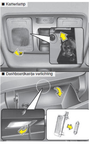  Vervangen van de binnenverlichtinglamp 