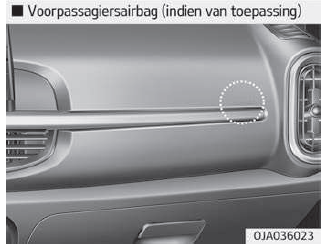 Bestuurdersairbag en voorpassagiersairbag (indien van toepassing)