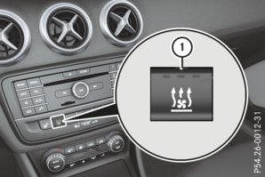Standverwarming/-ventilatie met de toets in de middenconsole in- of uitschakelen 