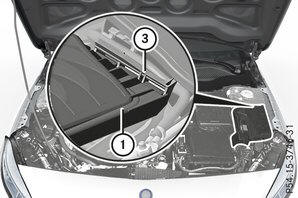 Zekeringenhouder in de motorruimte 